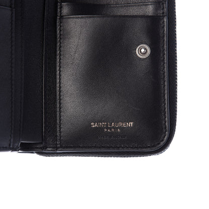 Saint Laurent Patent Glitter Leopard Monogram Compact Wallet Black Multi 6 of 7