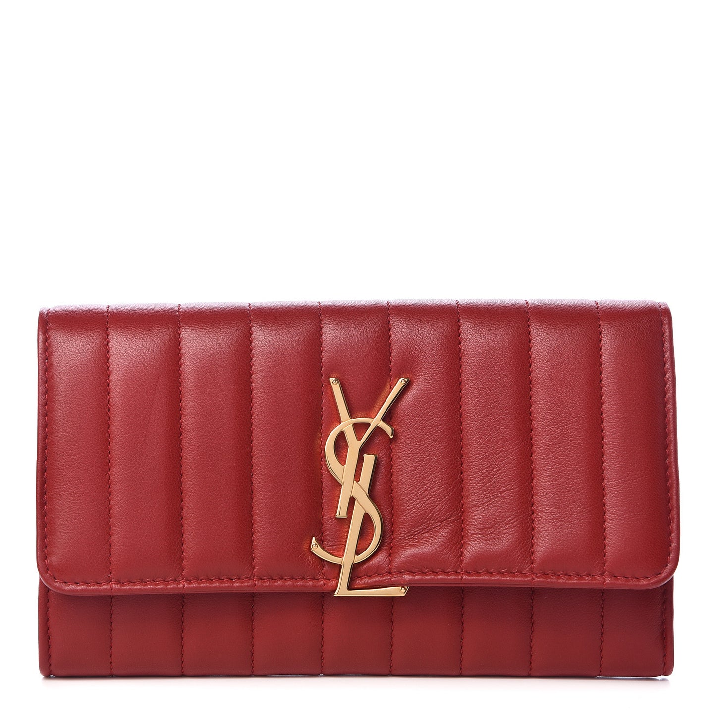 Lambskin Matelasse Monogram Large Vicky Continental Wallet Rouge Eros