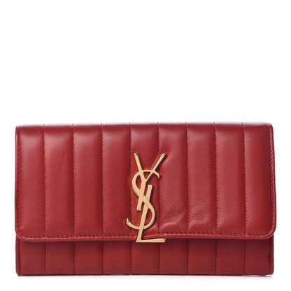 Saint Laurent Lambskin Matelasse Monogram Large Vicky Continental Wallet Rouge Eros 1 of 8