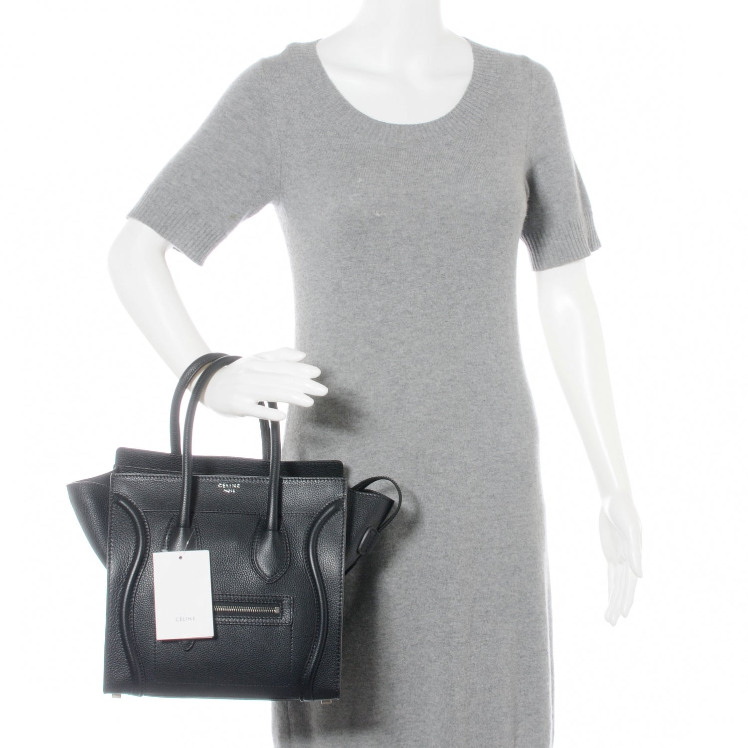 Celine Drummed Leather Micro Luggage Bag Black 2 of 8