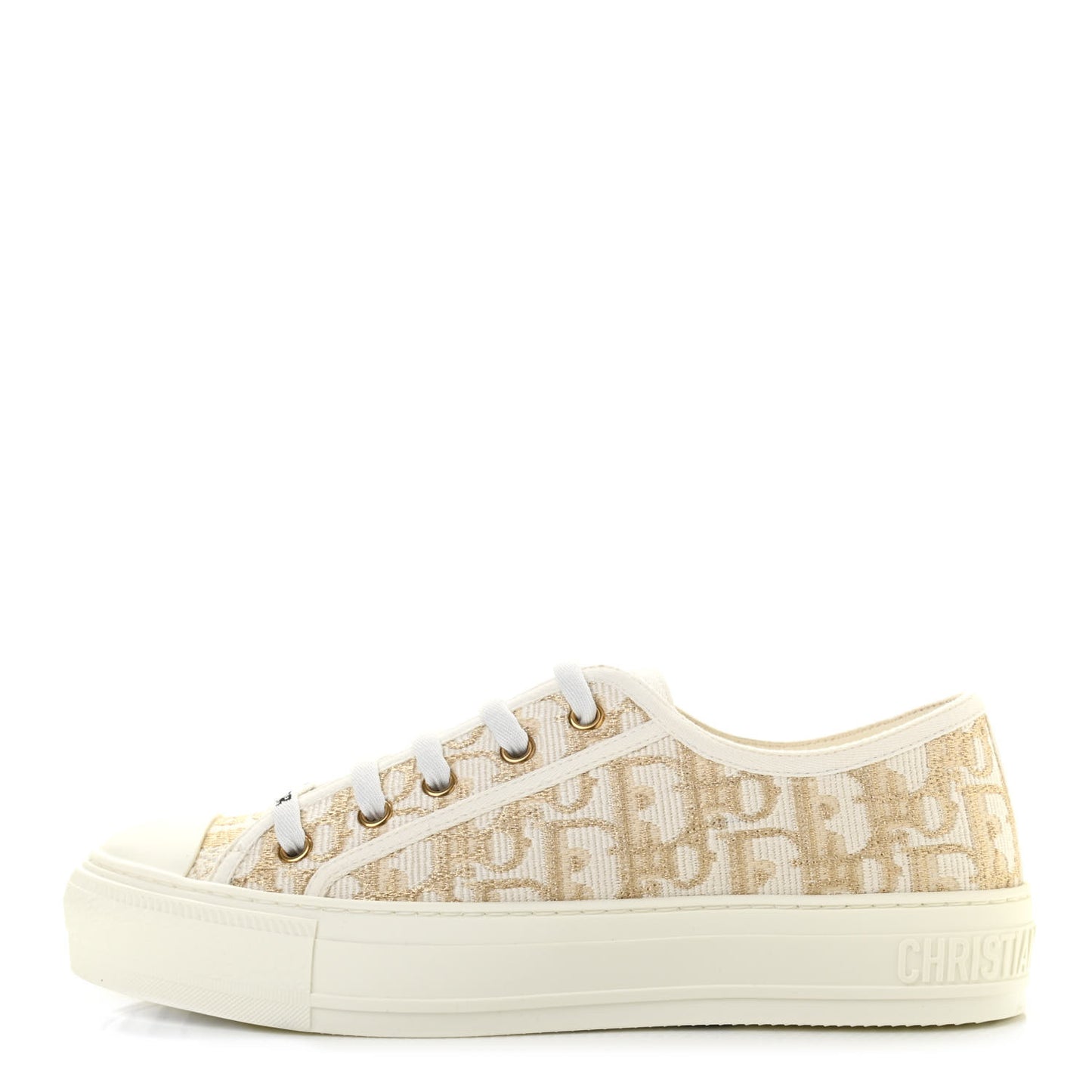 Canvas Oblique Walk'N'Dior Low Top Sneakers 37.5 Gold