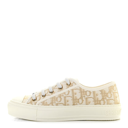Christian Dior Canvas Oblique Walk'N'Dior Low Top Sneakers 37.5 Gold 1 of 9