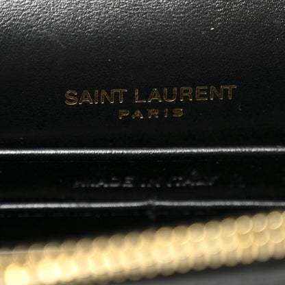 Saint Laurent Calfskin Crocodile Embossed Small Classic Monogram Kate Tassel Satchel Black 6 of 9
