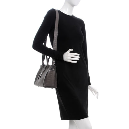 Saint Laurent Smooth Calfskin Crocodile Embossed Baby Monogram Downtown Cabas Earth 2 of 8