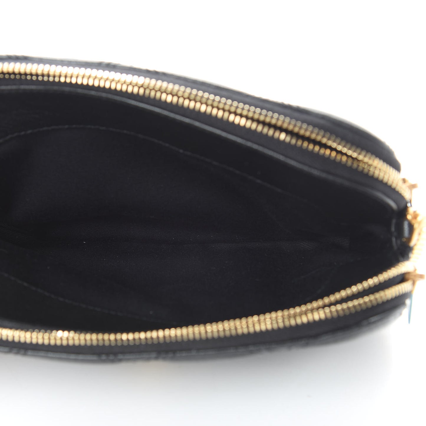 Grained Lambskin Quilted Mini Becky Double Zip Bag Black