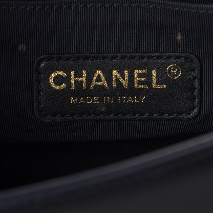 Chanel Lambskin Embossed Medium Boy Cube Flap Navy 6 of 8