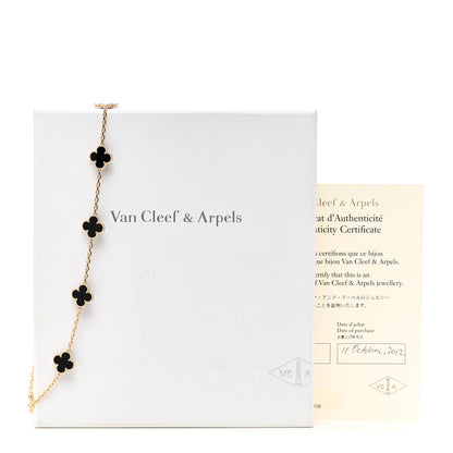 Van Cleef & Arpels 18K Yellow Gold Black Onyx 10 Motifs Vintage Alhambra Necklace 6 of 6
