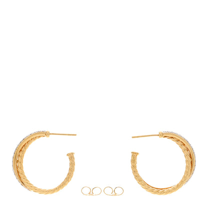 David Yurman 18K Yellow Gold Diamond Crossover Medium Hoop Earrings 3 of 5