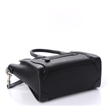 Celine Drummed Calfskin Nano Luggage Black 4 of 10
