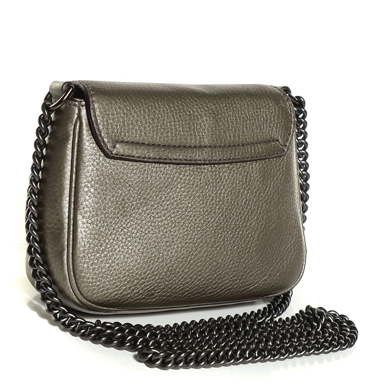Gucci Metallic Pebbled Calfskin Small Soho Flap Crossbody Sasso 3 of 9