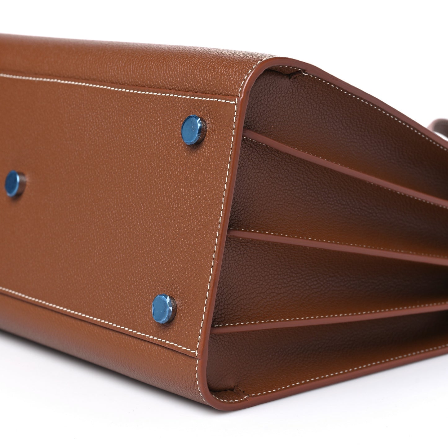 Grained Calfskin Topstitch Small Sac De Jour Cognac