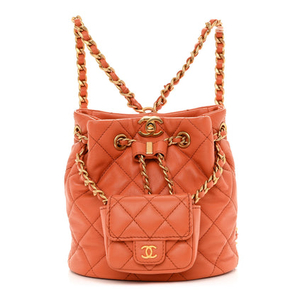 Chanel Calfskin Quilted Small CC Chain Bucket Backpack Orange 1 of 11