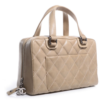 Chanel Calfskin Surpique Handbag Beige 3 of 7