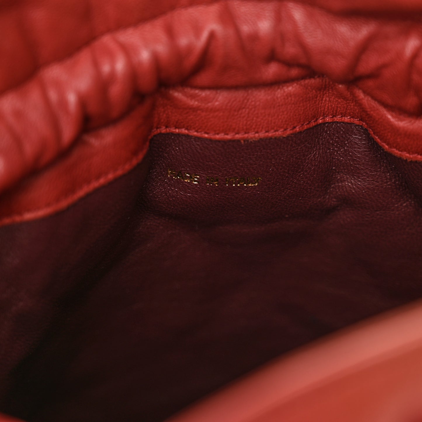 Lambskin Quilted Mini Drawstring Bucket Bag Red