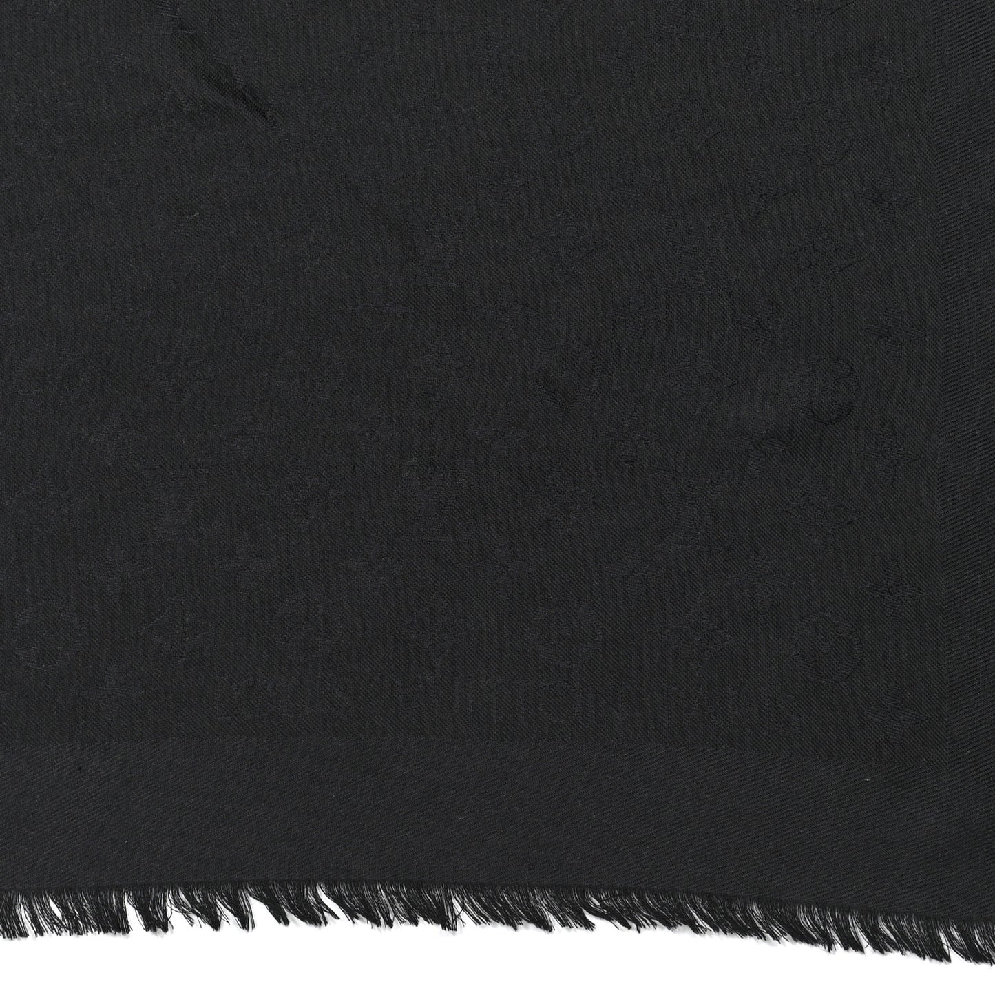 Silk Wool Monogram Shawl Black