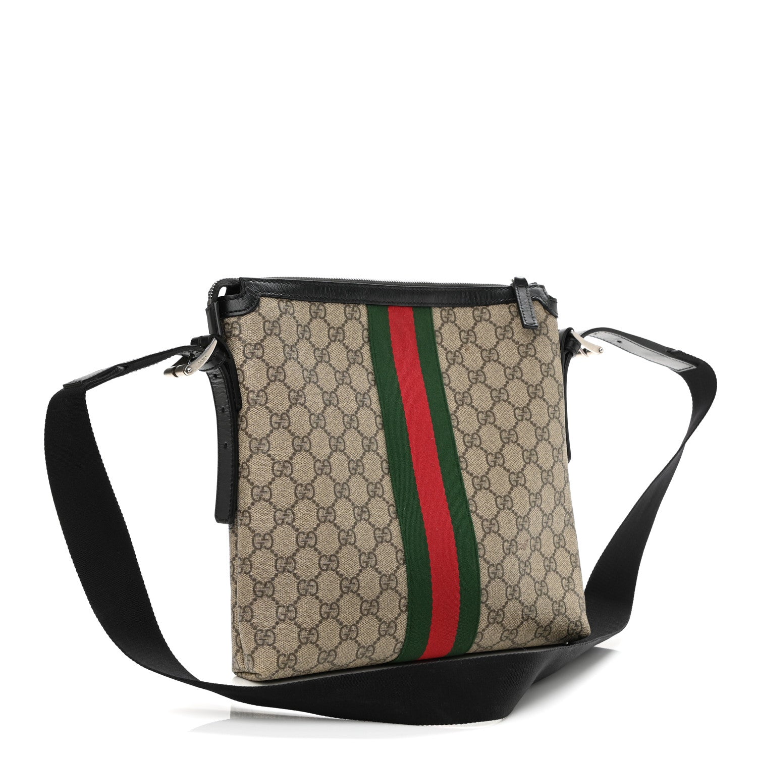 Gucci GG Supreme Monogram Web Messenger Bag Black 2 of 10