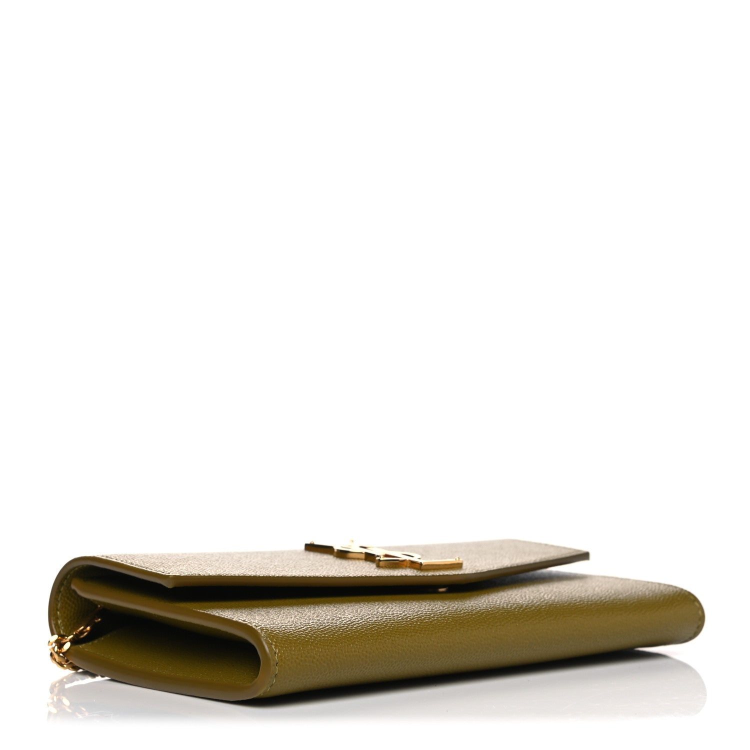 Saint Laurent Grain De Poudre Monogram Uptown Chain Wallet Olive 4 of 10