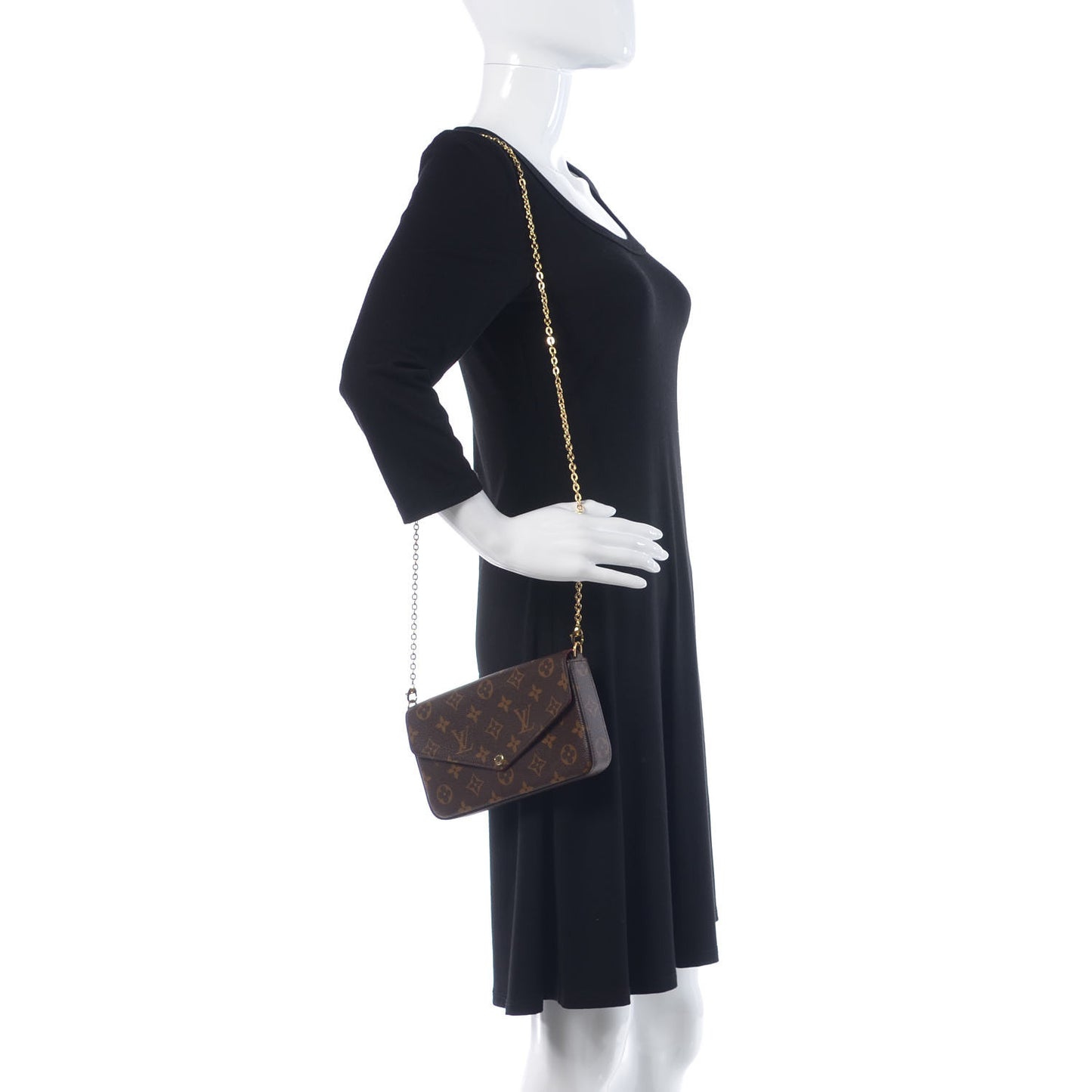 Monogram Pochette Felicie Chain Wallet Fuchsia