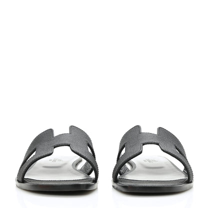 Hermes Epsom Oran Sandals 37.5 Black 2 of 11