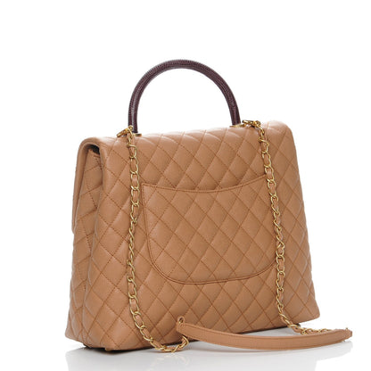 Chanel Caviar Lizard Quilted Large Coco Handle Flap Beige 3 of 8
