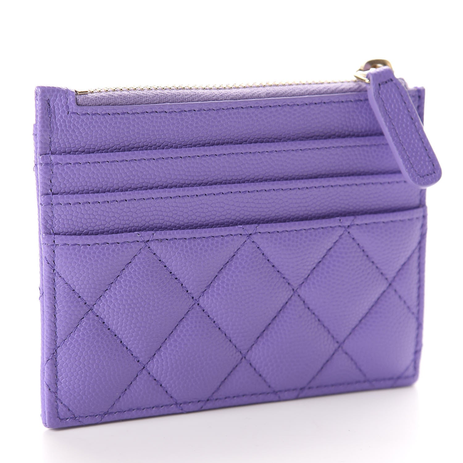 Chanel Caviar Quilted CC Zip Card Holder Purple 3 of 8