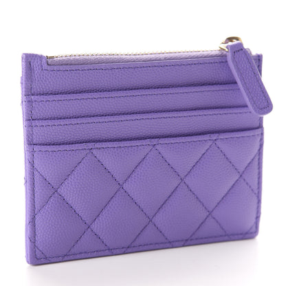 Chanel Caviar Quilted CC Zip Card Holder Purple 3 of 8