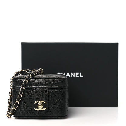 Chanel Caviar Quilted Mini Vanity Wrist Case With Chain Black 11 of 11