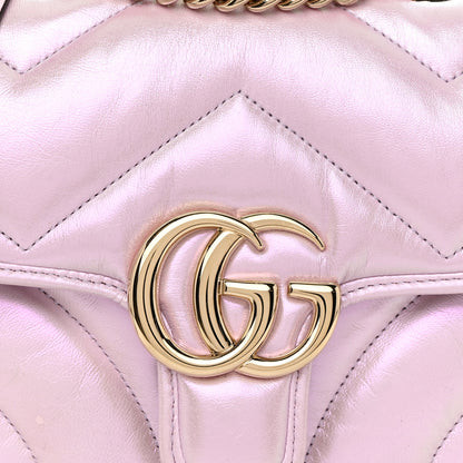 Gucci Iridescent Nappa Chevron Matelasse Mini GG Marmont Shoulder Bag Iridescent Escape Pink 8 of 11