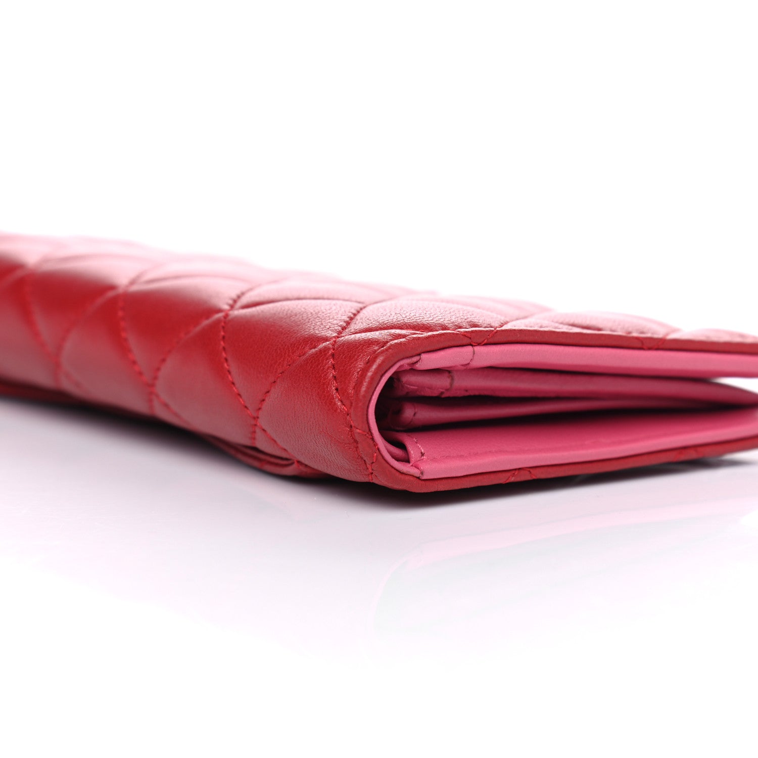 Chanel Lambskin Quilted Yen Wallet Red Pink 9 of 9