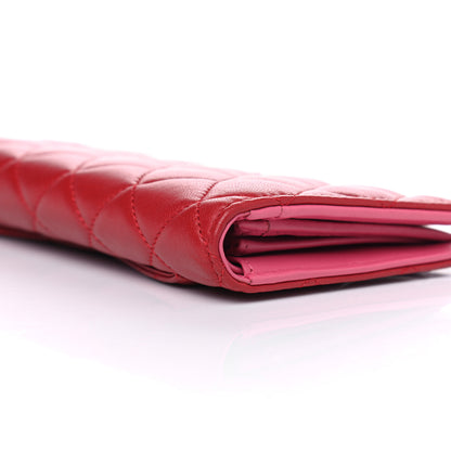 Chanel Lambskin Quilted Yen Wallet Red Pink 9 of 9