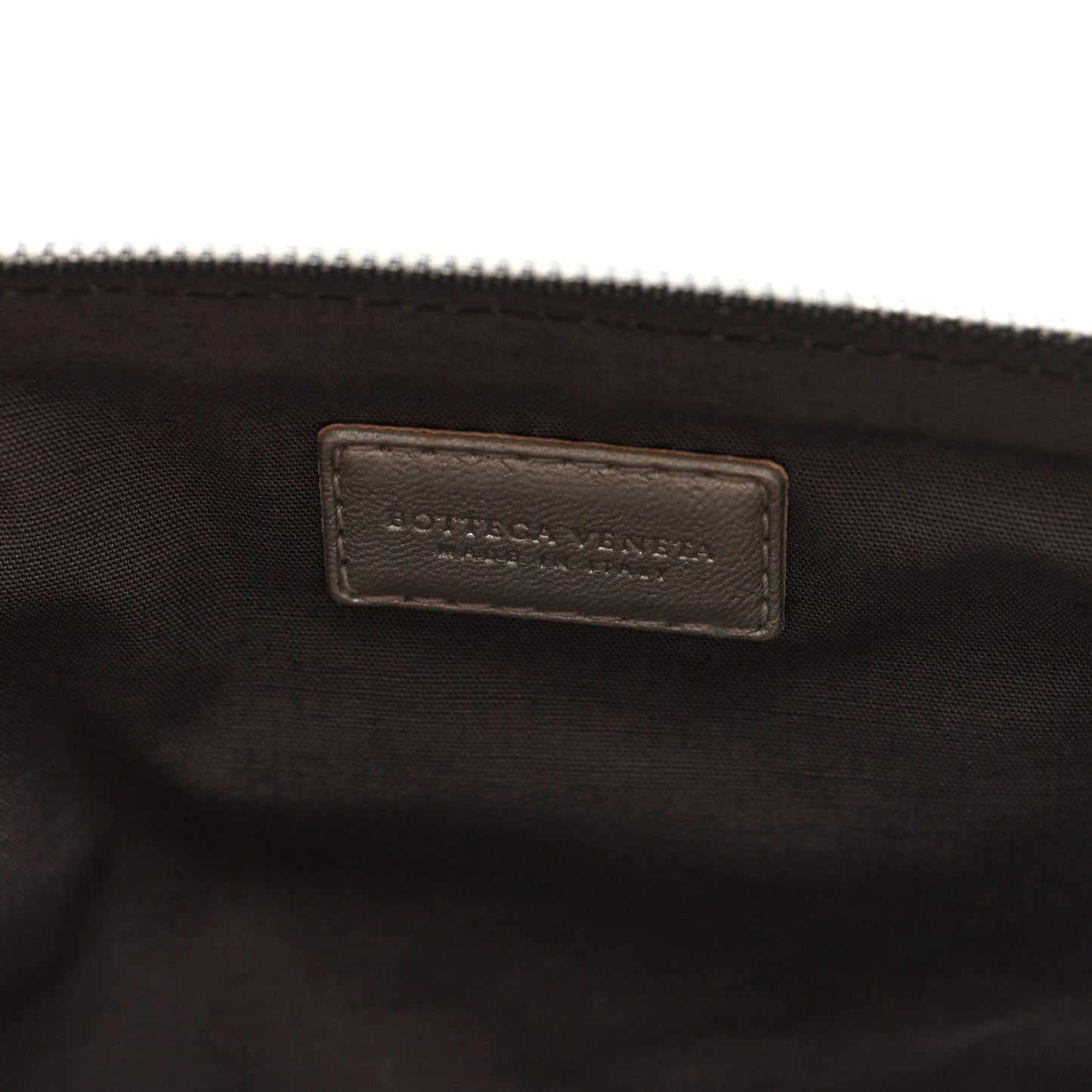 Metallic Nappa Intrecciato Zip Pouch Fume
