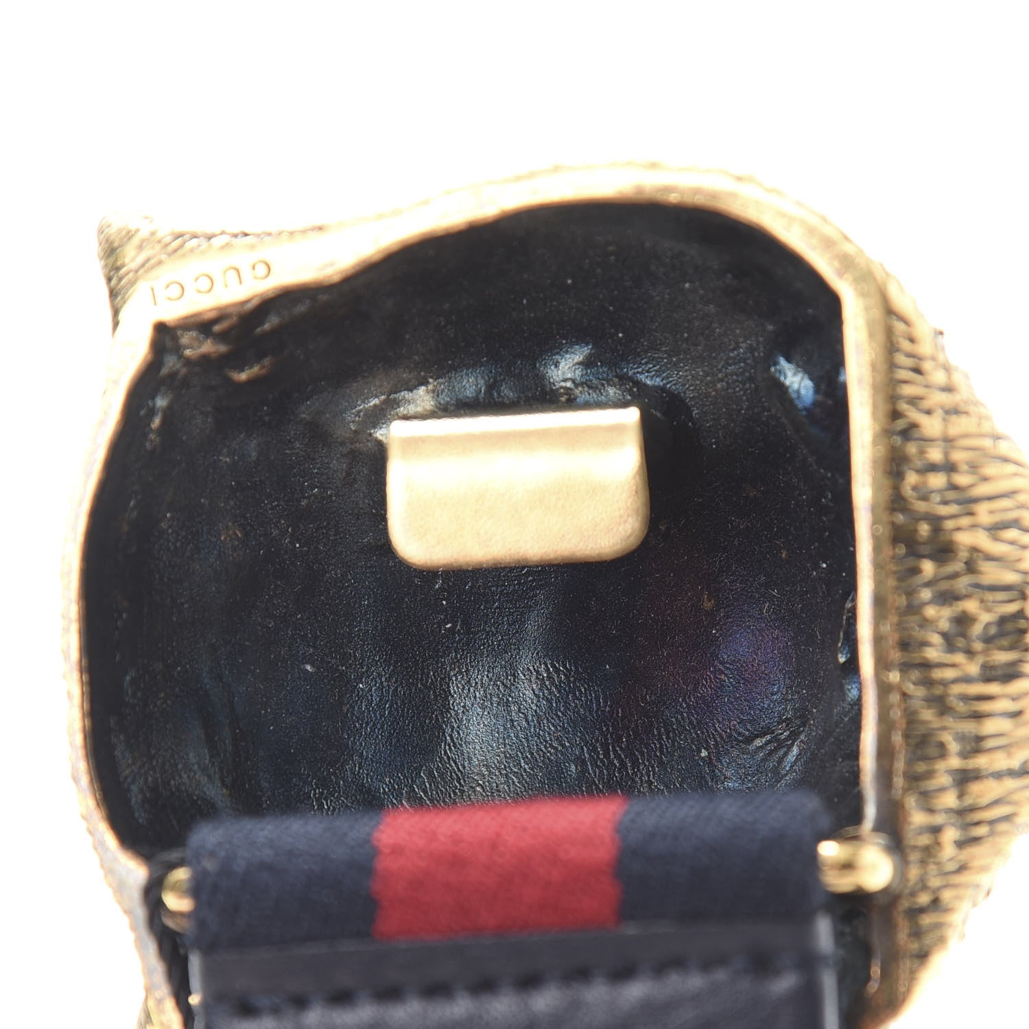 Gucci Web Feline Buckle Belt 85 34 Blue Red 5 of 5