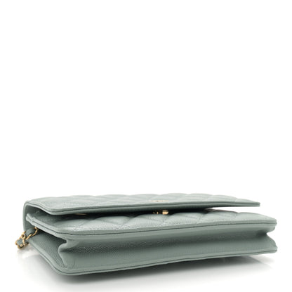 Chanel Caviar Quilted Wallet on Chain WOC Light Blue 4 of 10