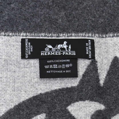 Hermes Cashmere Boucles et Camails Muffler Anthracite Gris Clair 4 of 4