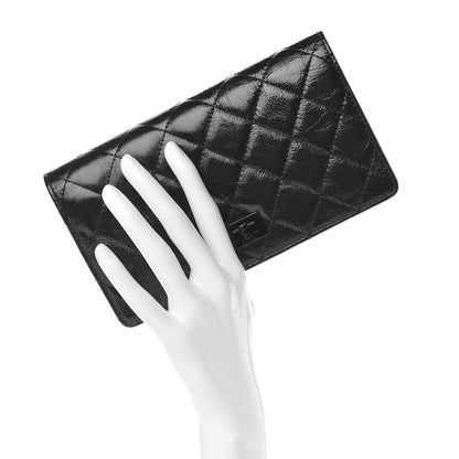 Chanel Patent Crumpled Calfskin Quilted Yen Reissue Wallet So Black 2 of 9
