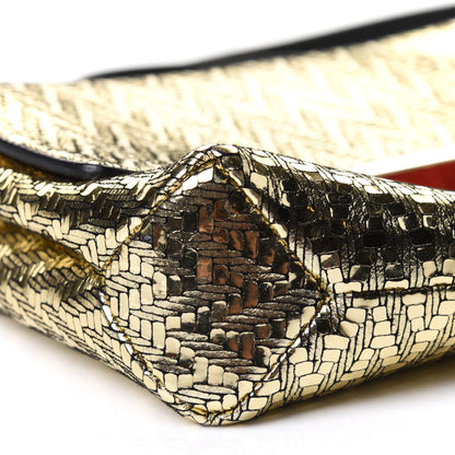 Christian Louboutin Laminated Specchio Chevron Rougissime Clutch Gold 10 of 11