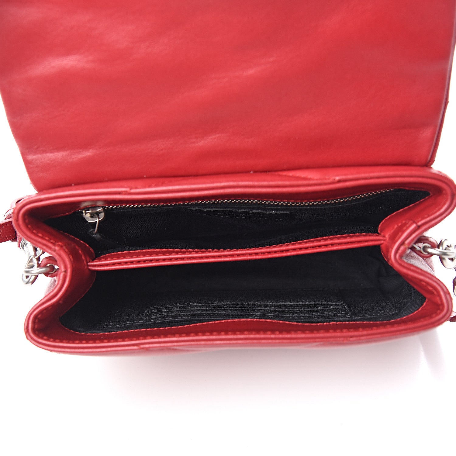 Saint Laurent Calfskin Y Quilted Monogram Toy Loulou Crossbody Bag Red 4 of 10