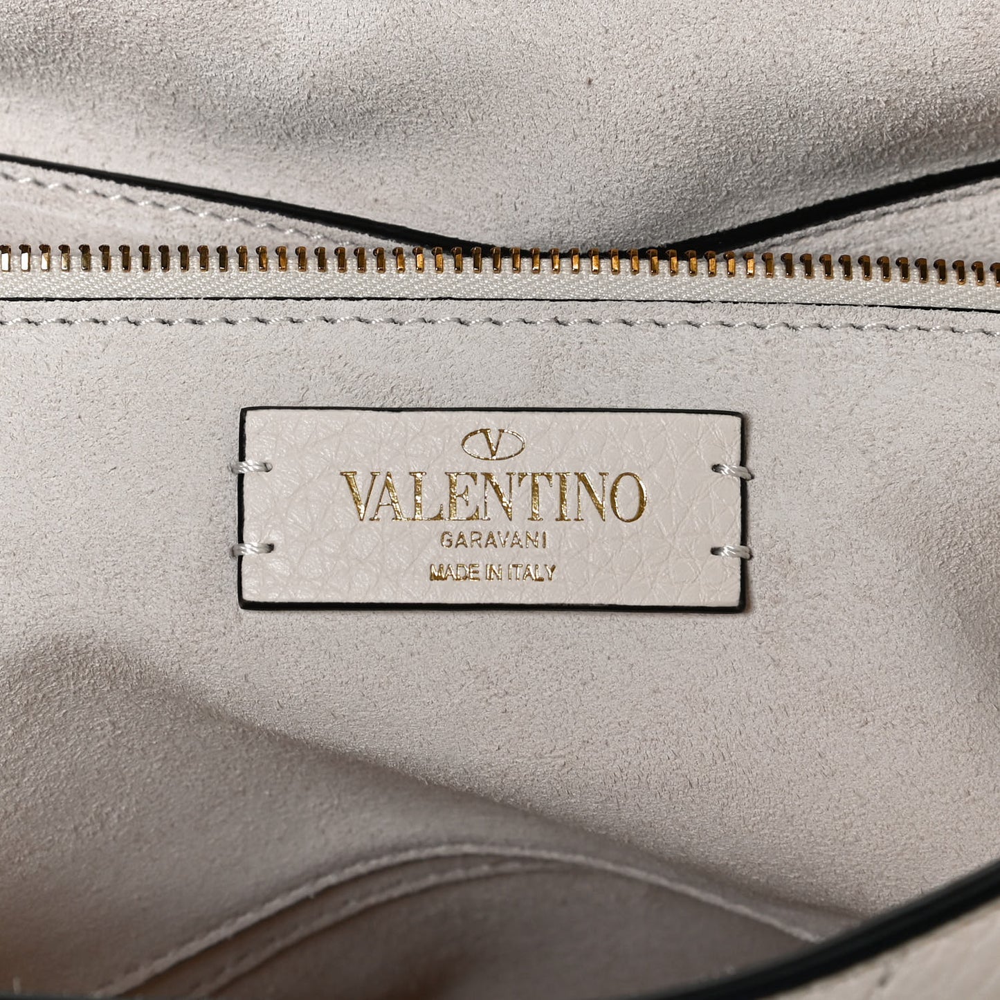 Grained Calfskin Large Roman Stud Shoulder Bag Light Ivory