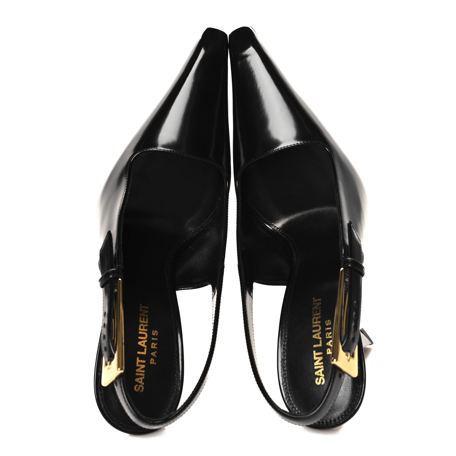 Saint Laurent Glazed Calfskin Lee Slingback Pumps 38.5 Black 2 of 10