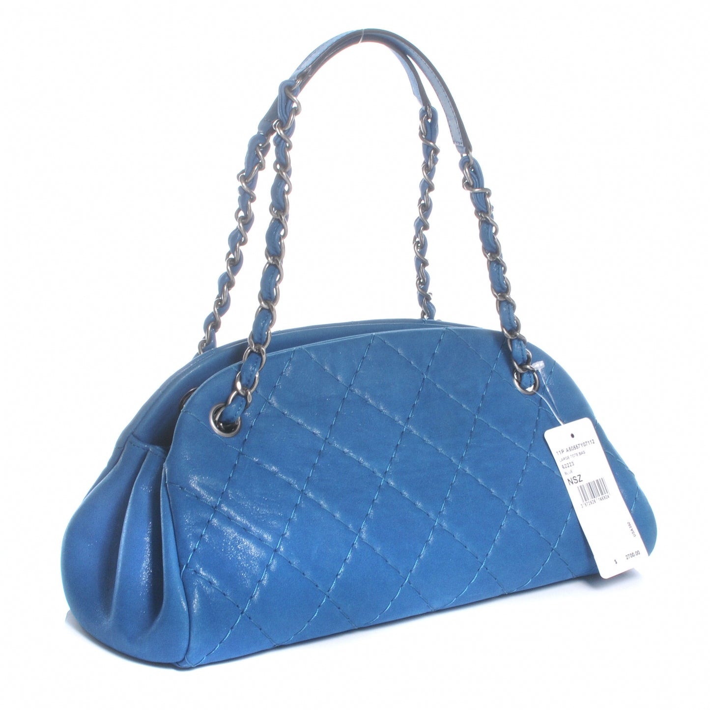 Iridescent Calfskin Medium Just Mademoiselle Bowler Blue