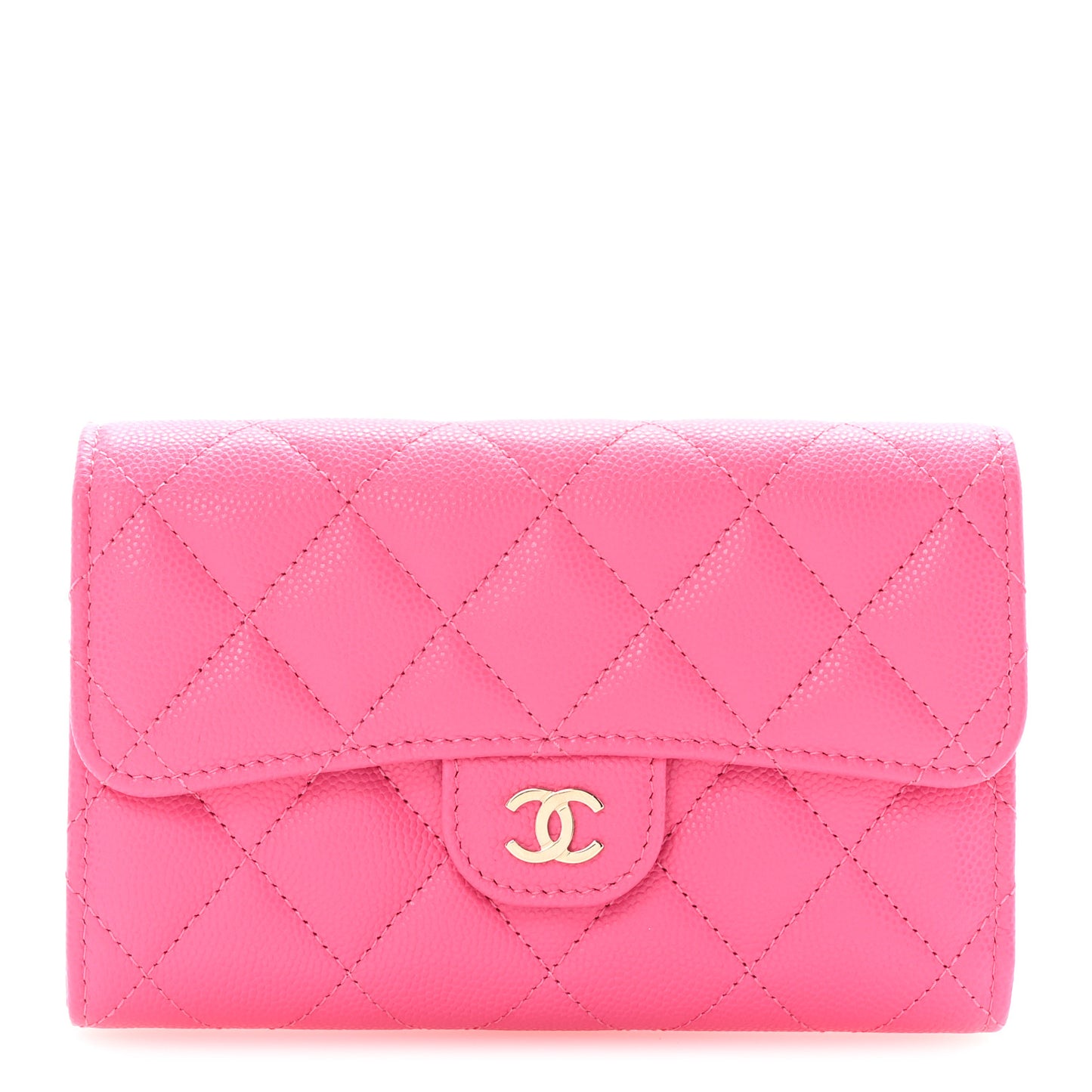 Caviar Quilted Medium Flap Wallet Pink