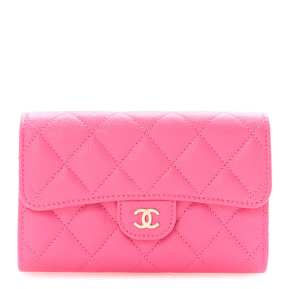 Chanel Caviar Quilted Medium Flap Wallet Pink 1 of 9
