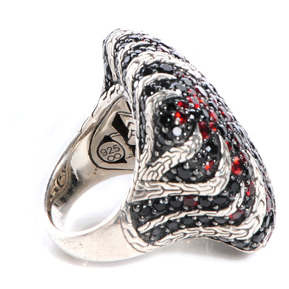 John Hardy Sterling Silver Garnet Black Spinel Palu Macan Square Ring 6 4 of 4