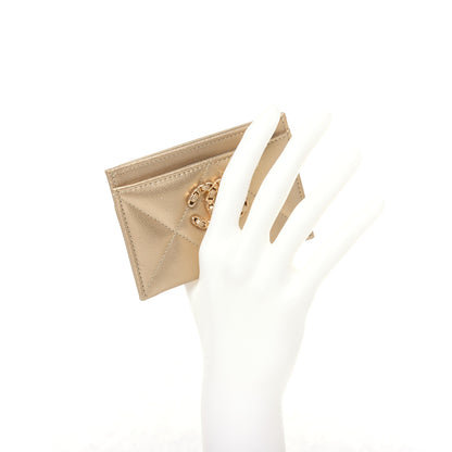 Chanel Metallic Goatskin Quilted Chanel 19 Card Holder Gold 2 of 9