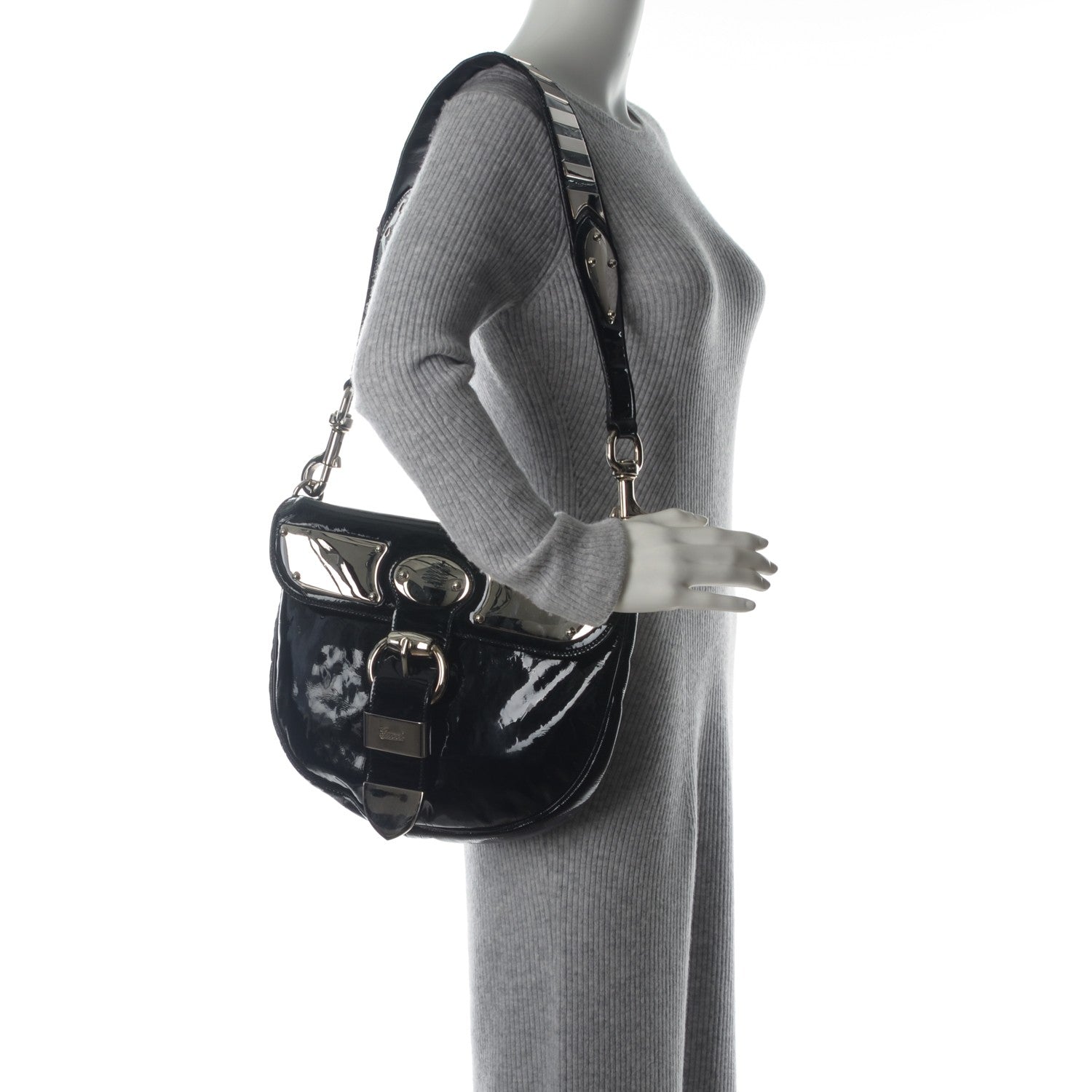Gucci Patent Calfskin Medium Romy Shoulder Bag Black 2 of 7