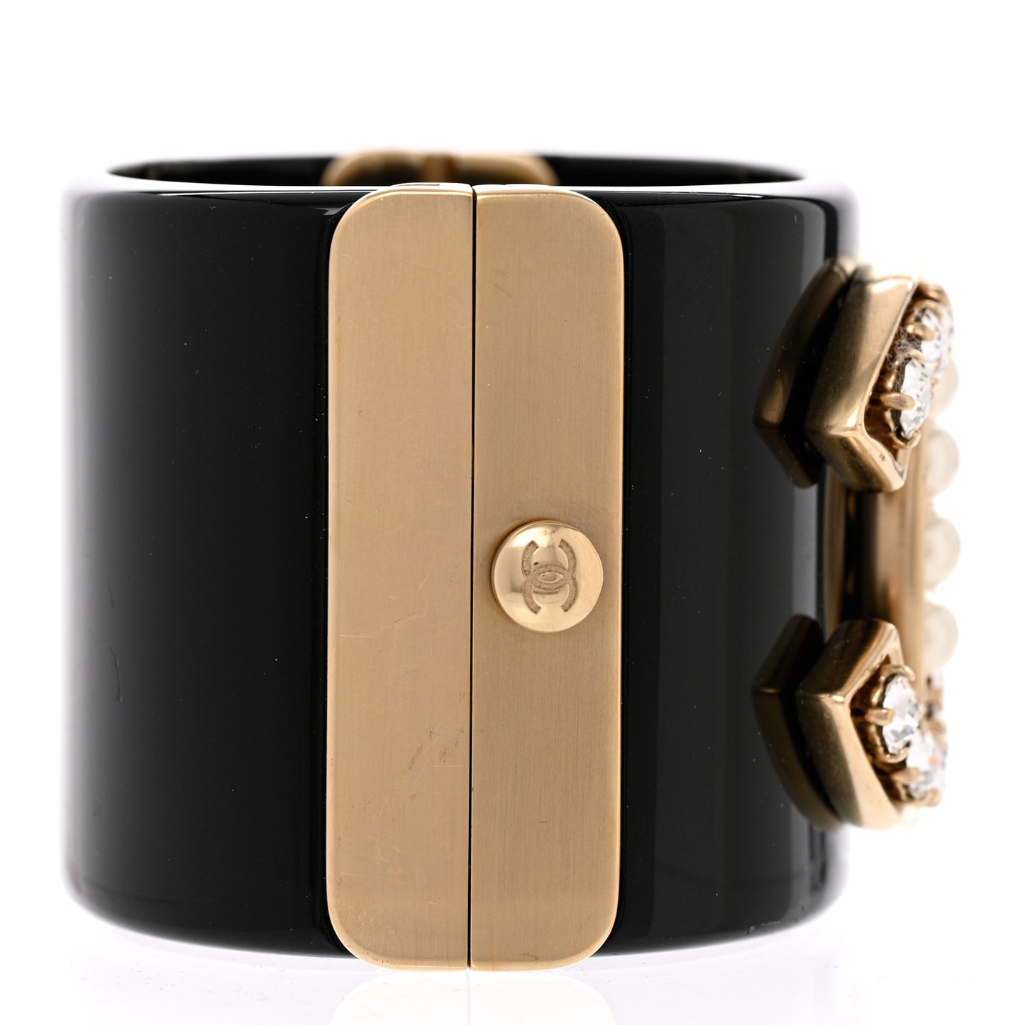 Resin Crystal Pearl CC Cuff Black