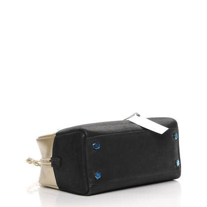Chanel Caviar Iridescent Calfskin Duo Bowling Bag Black Light Gold 4 of 8