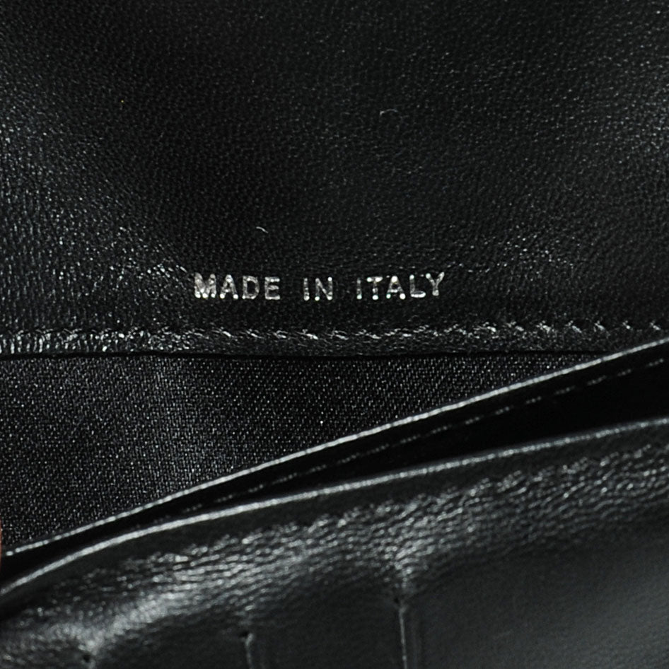 Patent Calfskin Lucky Symbols Yen Wallet Black