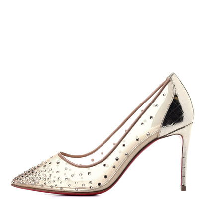 Christian Louboutin Rete Patent Crystal Strass Follies 100 Pumps 36 Gold 1 of 10
