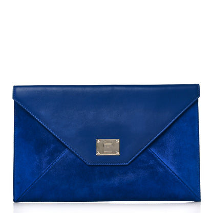 Jimmy Choo Calfskin Suede Rosetta Envelope Clutch Aegean 1 of 11
